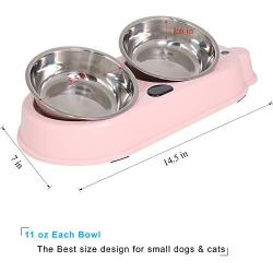 UPSKY Double Dog Cat Bowls Double Premium Stainless Steel Pet Bowls with Cute Modeling Pet Food Water Feeder