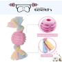 Ctsyuqoo Puppy Teething Cleaning Rope Toys Set Pink Cute Squeaky Dog Toy for Aggressive Chewers Washable Cotton and Rubber Rope Dog Toy (4pcs)