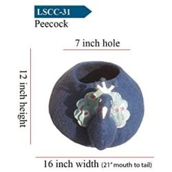 Le Sharma Deluxe Felted Cat Cave, 100% Natural, Eco-Friendly and Handmade Wool Cat Bed - Large Cozy and Comfortable Felt Cat Caves Houses for Indoor Cats/Kittens and Small Dogs - Peacock