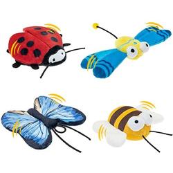 BINGPET Interactive Cat Toys for Indoor Cats - 4 Pack Butterfly, Bee, Beetle for Cat Wand Replacement, Soft Plush Cat Toy with Crinkle Paper, Dragonfly Realistic Insect for Cat Playing or Pole Refill