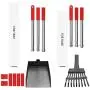 QiMH Upgraded Dog Pooper Scooper, Adjustable Long Handle Stainless Metal Pet Poop Tray and Rake Set for Small Medium Dogs, Dog Waste Removal Bin Rake Great for Grass, Street, Gravel