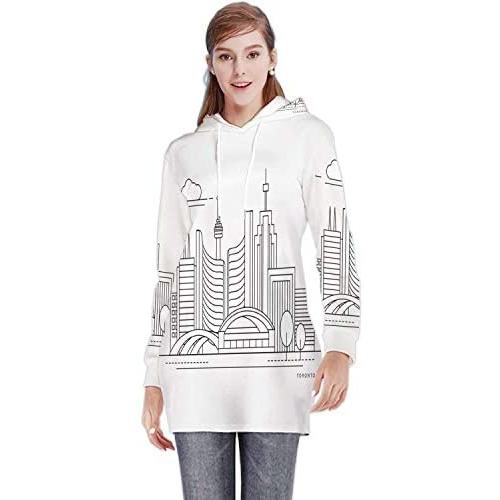 Linear - of Toronto,Womens Sweatshirt Casual Long Sleeve Pullover Hoodie Dress Canada.Flat one line Style - Toronto S