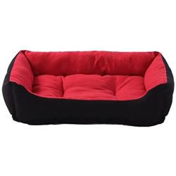 SewForever Durable and Fashionable Pet Cuddle Cushion Dog Sleeping Bed Cat Sleeping Bed, Red and Black, Medium