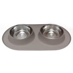 Messy Mutts Double Silicone Feeder with Stainless Bowls