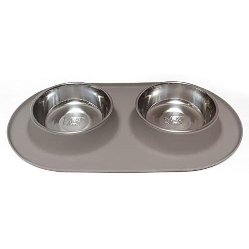 Messy Mutts Double Silicone Feeder with Stainless Bowls
