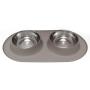 Messy Mutts Double Silicone Feeder with Stainless Bowls