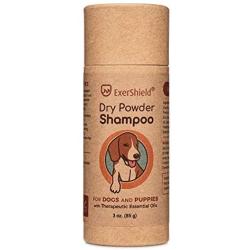 Dog Dry Shampoo - powder formula that contains therapeutic essential oils. Waterless pet shampoo - freshen smelly dogs, anxious dogs.