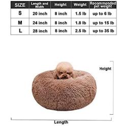 waitata Modern Soft Plush Round Dog Bed Cat Bed Donut Pet Bed for Small Dogs and Cats Self Warming Indoor Sleeping Bed Multiple Sizes (20/24/28)