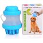 ISENVO Pet Dog Cat Bath & Massage Brush, Pet Scrubber Shampoo Dispenser Silicone Brush Bristle Pet Cleaning Device Wahser Bathing Comb Tool