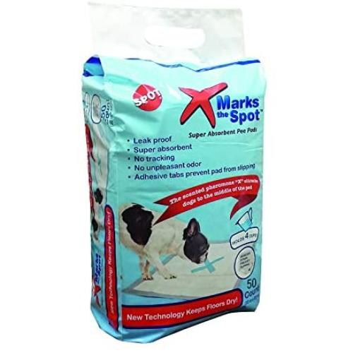 SPOT X Marks The Extra Absorbent Pee Pads | Puppy Pads | Puppy Pads with Adhesive | Training Pads | Dog Pads | Dog Pee Pads | Dog Potty Pads | Adhesive Strips | 22''X22'' | 50 CT