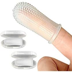 Barkleys 360º Dog Fingerbrush Toothbrush - Ergonomic Design - Full Surround Bristles for Easy Cleaning - Set of 2, Clear