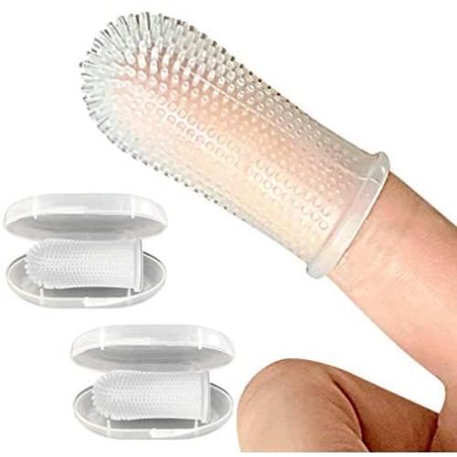 Barkleys 360º Dog Fingerbrush Toothbrush - Ergonomic Design - Full Surround Bristles for Easy Cleaning - Set of 2, Clear