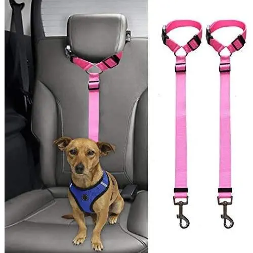 Doggy Car Headrest Restraint - Animal Safety Seat Belt Strap - Adjustable Nylon Fabric Harness for Dog – Easy Vehicle Travel with Pet – Durable Zipline & Tether Backseat for Traveling Doggy Car Headrest Restraint - Animal Safety Seat Belt Strap - Adjustable Nylon Fabric Harness for Dog – Easy Vehicle Travel with Pet – Durable Zipline & Tether Backseat for Traveling