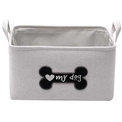 Canvas Durable Dog Storage bin, Dog Toy Basket, Storage Bins for Dog Toys - Perfect for organizing pet Toys, Blankets, leashes, Bones and Treats