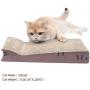 AMZNOVA Cat Shaped Scrathing Pad, Strong Durable Scratcher Cardboard Lounge, Kitty Scratch Toy with Catnip, Small, Coffee