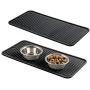 mDesign Premium Quality Pet Food and Water Bowl Feeding Mat for Dogs and Puppies - Waterproof Non-Slip Durable Silicone Placemat - Raised Edges, Food Safe, Non-Toxic - Small, 2 Pack - Black