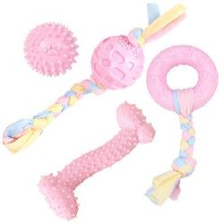 SSSFENG Puppy Teething Toys Dog Chew Toys Set with Cotton Rope for Puppies and Small Dogs Durable Rubber Interactive Dog Toy Tough Chewing Toy