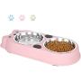 UPSKY Double Dog Cat Bowls Double Premium Stainless Steel Pet Bowls with Cute Modeling Pet Food Water Feeder