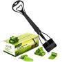 Mr. Peanuts 28'' Pooper Scooper Pack with 12 Rolls (180) of Recycled Fitted Bags and Dispenser, Heavy Duty ABS Plastic Bin & Durable Double Spring Clamp, Lightweight Design, Simple One Click Assembly