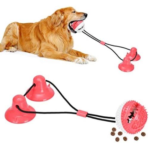 PetBonus Dog Chew Toys, Pet Rope Toys with 2 Suction Cups, Dog Puzzle and Teeth Cleaning Toy, Interactive Treat Food Dispensing Toys for Small Medium Large Dogs