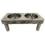 Huntley Pet Berjen Table Elevated Double Bowl Pet Feeder, White Wash Huntley Pet Berjen Table Elevated Double Bowl Pet Feeder, White Wash