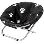 Etna Folding Pet Cot Chair - Portable Round Fold Out Elevated Cat Bed - Water Resistant Paw Print Cushion - Papasan Chair for Small Dogs