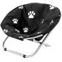 Etna Folding Pet Cot Chair - Portable Round Fold Out Elevated Cat Bed - Water Resistant Paw Print Cushion - Papasan Chair for Small Dogs