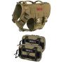 Large Tactical Dog Harness Sets, No Pulling Adjustable Dog Vest Harness, Heavy Duty Dog Harness with 3 Handles(Coyote Brown,Medium)