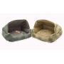 K&H Pet Products Hooded Lounge Sleeper Pet Bed Tan Patchwork