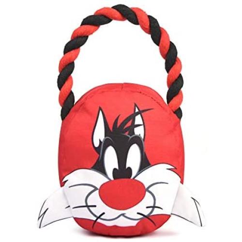 LOONEY TUNES for Pets Sylvester Rope Head Stuffed Dog Toy for All Dogs | Red, White, and Black Character Plush Fabric Toy for Dogs | Cute Rope Canvas Dog Toy