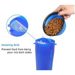 TOL Dog Water Bottle and Food 2-in-1 Container with Silicone Collapsible Dog Bowl, Outdoor Dog Water Food Bowl for Walking Traveling Hiking (Pink, Green, Orange, Blue)