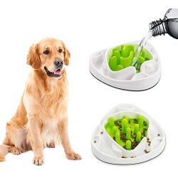 Interactive Food Maze Fun Slow Feeder Dog Bowl with 2 Interchangeable Mazes