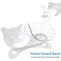 Legendog Cat Food Bowls, Double Cat Bowls Elevated Cat Bowls Raised Cat Bowls, 15° Tilted Elevated Cat Bowls to Protect The Neck for Cat and Small Dog (White&Clear)