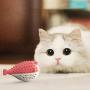 ocijf179 Cat Toy Pet Cat Kitten TPR Puffer Fish Toothbrush Catnip Molar Soft Bite Chew Play Toy - Blue