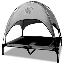 Floppy Dawg Just Chillin Elevated Dog Bed. Medium and Large Size Dog Cots in a Variety of Colors. Removable Canopy. Used as an Indoor or Outdoor Dog Bed. Lightweight and Portable. Chill in Style.