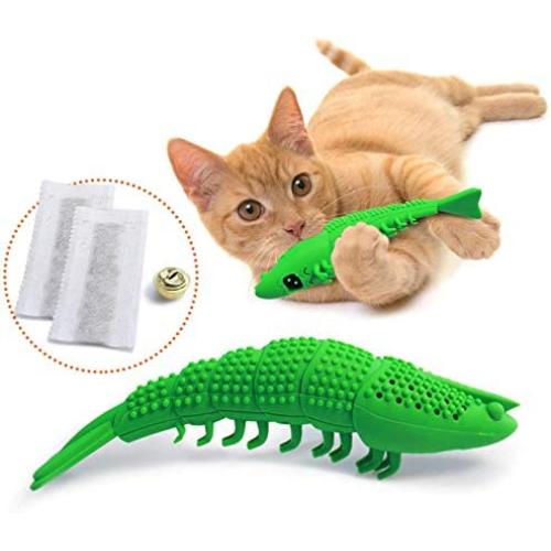 Ronton Cat Toothbrush Catnip Toy - Durable Hard Rubber - Cat Dental Care, Cat Interactive Toothbrush Chew Toy