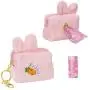PetsHome Dog Poop Bag Holder Cute Plush Dispenser with Leash/Bag Clip and 1 Roll (15 Dog Poop Bags) Pink