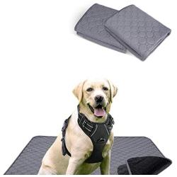 rabbitgoo Dog Harness & Dog Potty Training Pee Pads - Adjustable No Pull Dog Vest with Leash Clips(L) | Washable Pee Pads for Dogs and Cats Waterproof Large Puppy Pads Super Absorbent Non-Slip