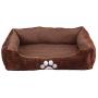 Long Rich Reversible Rectangle Pet Bed Dog Bed with Dog Paw Embroidery,Medium size, by Happycare Textiles