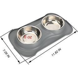 Hoping PET Bowl-No Spill Dog Bowl Non Slip Silicone Mat Dog Water Food Bowl Double Stainless Steel Cat Bowl Dish Puppy Bowl for Cat Dog Feeding