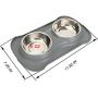 Hoping PET Bowl-No Spill Dog Bowl Non Slip Silicone Mat Dog Water Food Bowl Double Stainless Steel Cat Bowl Dish Puppy Bowl for Cat Dog Feeding