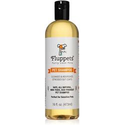 Fluppets Certified Organic Pet Shampoo Natural Hypoallergenic Non Toxic For Sensitive Itchy Skin For Dogs, Cats, Puppies, Guinea Pigs and Rabbits. Concentrated Formula 16 Ounce