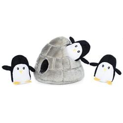 ZippyPaws - Arctic Pals Burrow, Interactive Squeaky Hide and Seek Plush Dog Toy