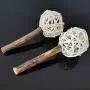 ocijf179 Cat Toy Pet Cat Kitten Wood Matatabi Bell Rattan Ball Snack Stick Molar Chewing Toy - Wood Color