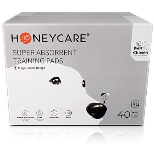 HONEY CARE All-Absorb Dog Training Pads, Magic Funnel Pads, 28''x34'', 40 ct, Ultra Absorbent and Odor Eliminating