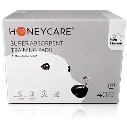 HONEY CARE All-Absorb Dog Training Pads, Magic Funnel Pads, 28''x34'', 40 ct, Ultra Absorbent and Odor Eliminating HONEY CARE All-Absorb Dog Training Pads, Magic Funnel Pads, 28''x34'', 40 ct, Ultra Absorbent and Odor Eliminating