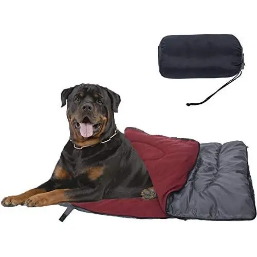 VanRolldex Dog Sleeping Bag, Waterproof Travel Warm Portable Dog Bed with Storage Bag for Indoor Outdoor Warm Camping Hiking Backpacking