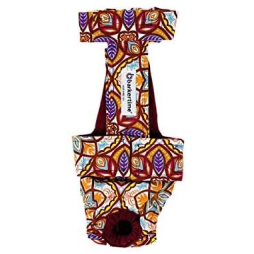 Dog Diaper Overall - Made in USA - Floral Kaleidoscope Escape-Proof Premium Waterproof Dog Diaper Overall, S, With Tail Hole for Dog Incontinence, Marking, Housetraining and Females in Heat