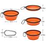Feeko 2 Pack Collapsible Dog Bowls for Travel, Silicone Foldable Expandable Portable Dog Bowl for Dog/Cat Food Water Feeding, Pet Feeding Cup Dish for Traveling with Carabiners
