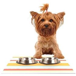 KESS InHouse Nika Martinez Sand Stripes Feeding Mat for Pet Bowl, 24 by 15-Inch